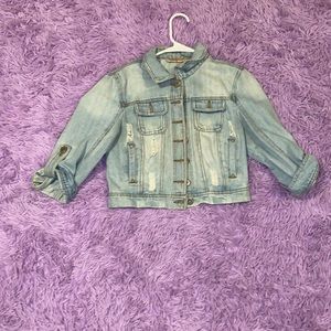 Women's Crop Top Jean Jacket Button Down Long Sleeve Cropped Denim Jacket